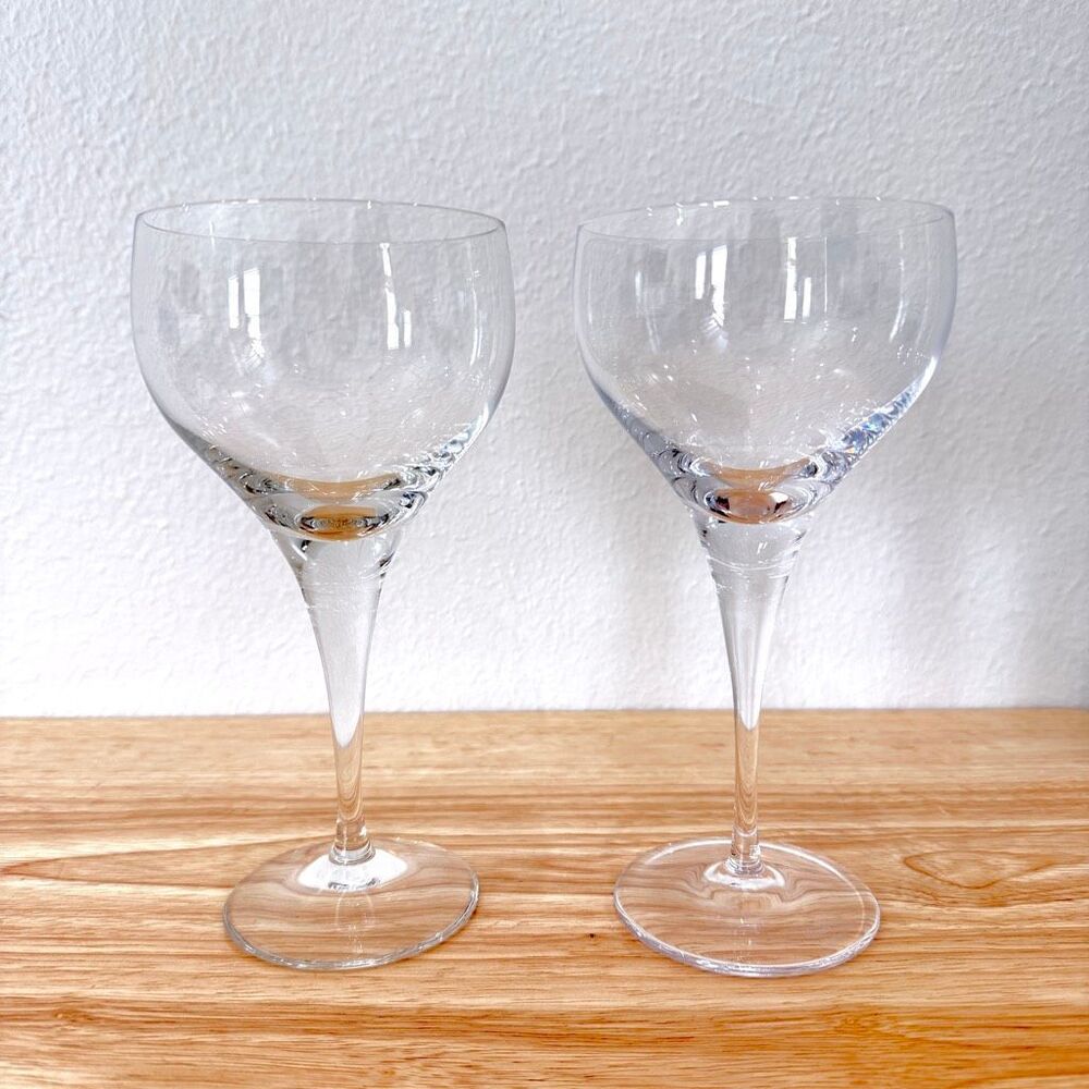 Vintage Rosenthal Studio Line Linie Crystal Wine Glasses Large Tall Set of 2